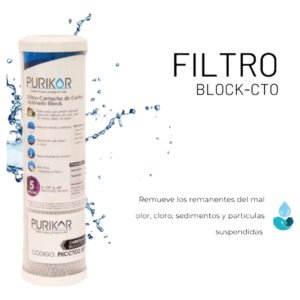 10 Cartuchos Carbón Activado Block 5 Micras 2.5x10 Gris Oscuro