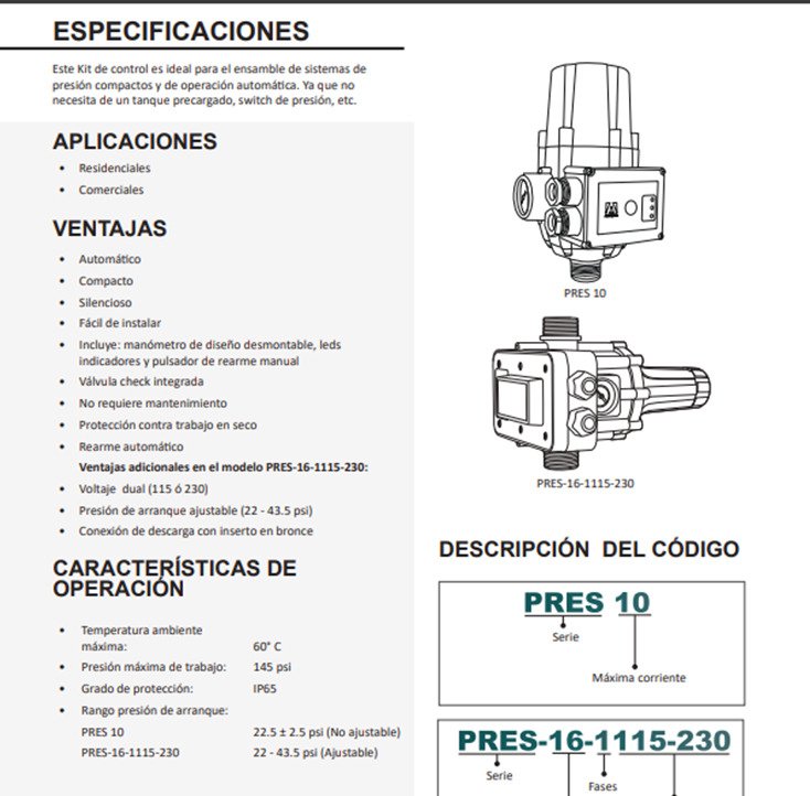 Presurizador Individual 0.5hp 115v Pres10-ap50x - Imagen 2