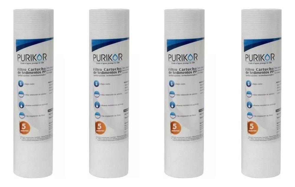 4 Cartuchos Sedimentos Polyspum 2.5x10, 5 Micras Purikor Blanco - Imagen 3