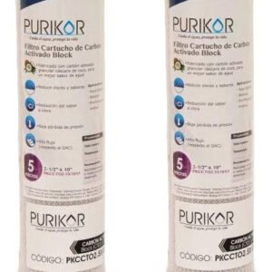 3 Cartuchos Carbón Activado Block 5 Micras 2.5x10 Purikor Gris