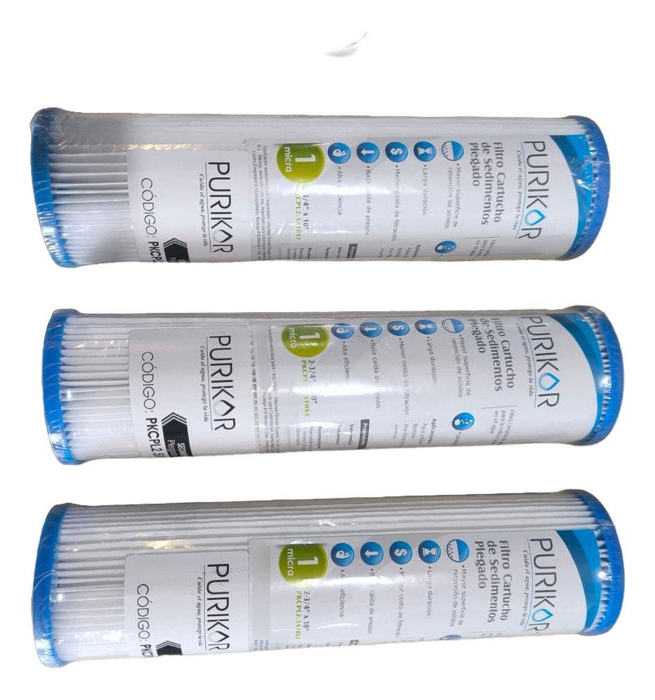 10 Cartuchos Plegable Purikor 2.5x10 1 Micra O 5 Micras Blanco - Imagen 3