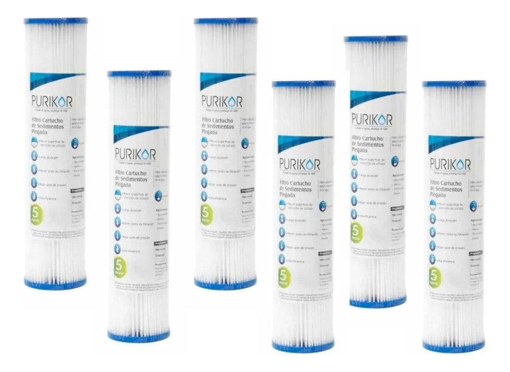 10 Cartuchos Plegable Purikor 2.5x10 1 Micra O 5 Micras Blanco