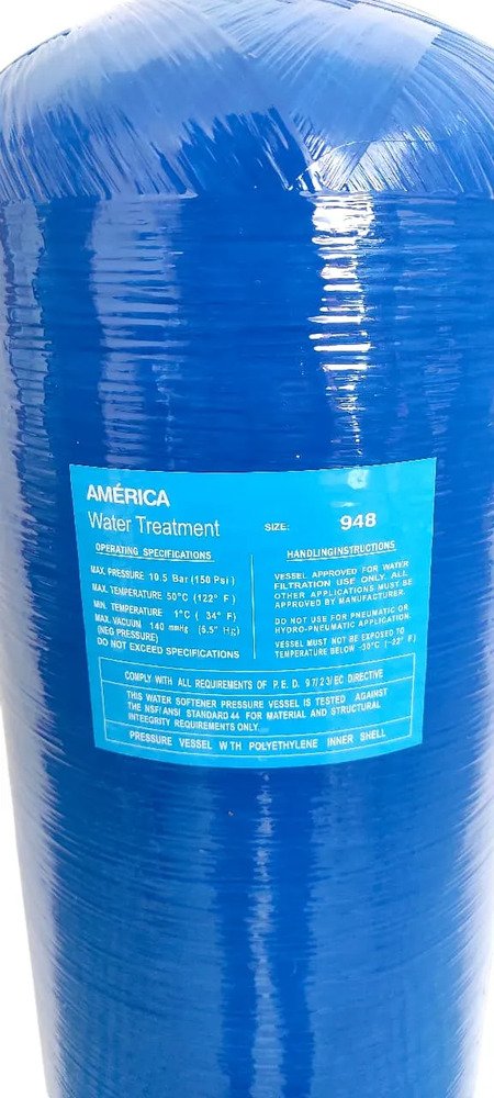 Tanque Para Filtro De Agua 09x48 1ft Fibra De Vidrio Azul - Imagen 3